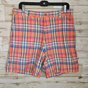 SOUTHERN TIDE SKIPJACK 9 INCH SHORTS PLAID SIZE 34 PASTEL BEACH GOLF COTTON
